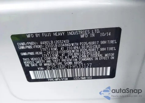 2015 Subaru Forester 2.5I Limited из США, поврежденный, VIN JF2SJARC7FH533127